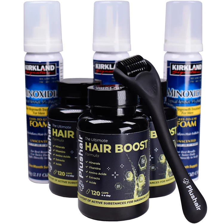 Szett Minoxidil hab + vitaminok + dermaroller - 3 hónapra