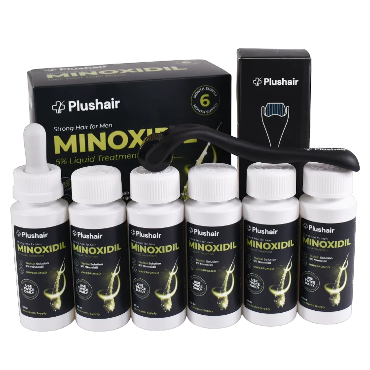 Szett Plushair 5%-os Minoxidil - 6 hónapra + Dermaroller